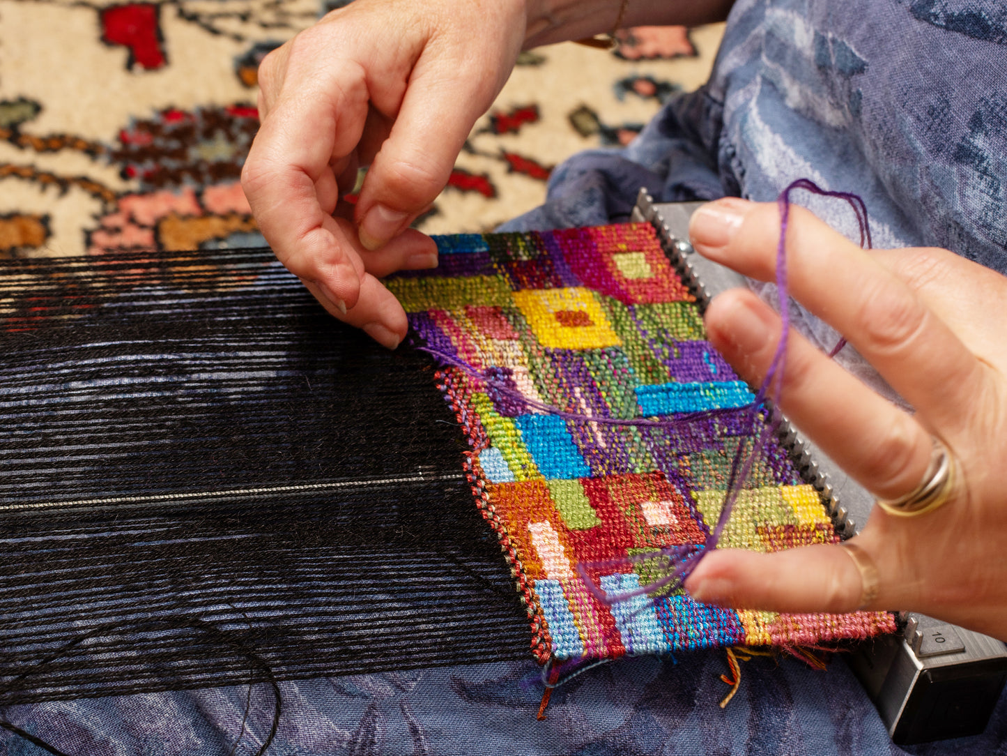 weaving tapestry on a Chloe Loom