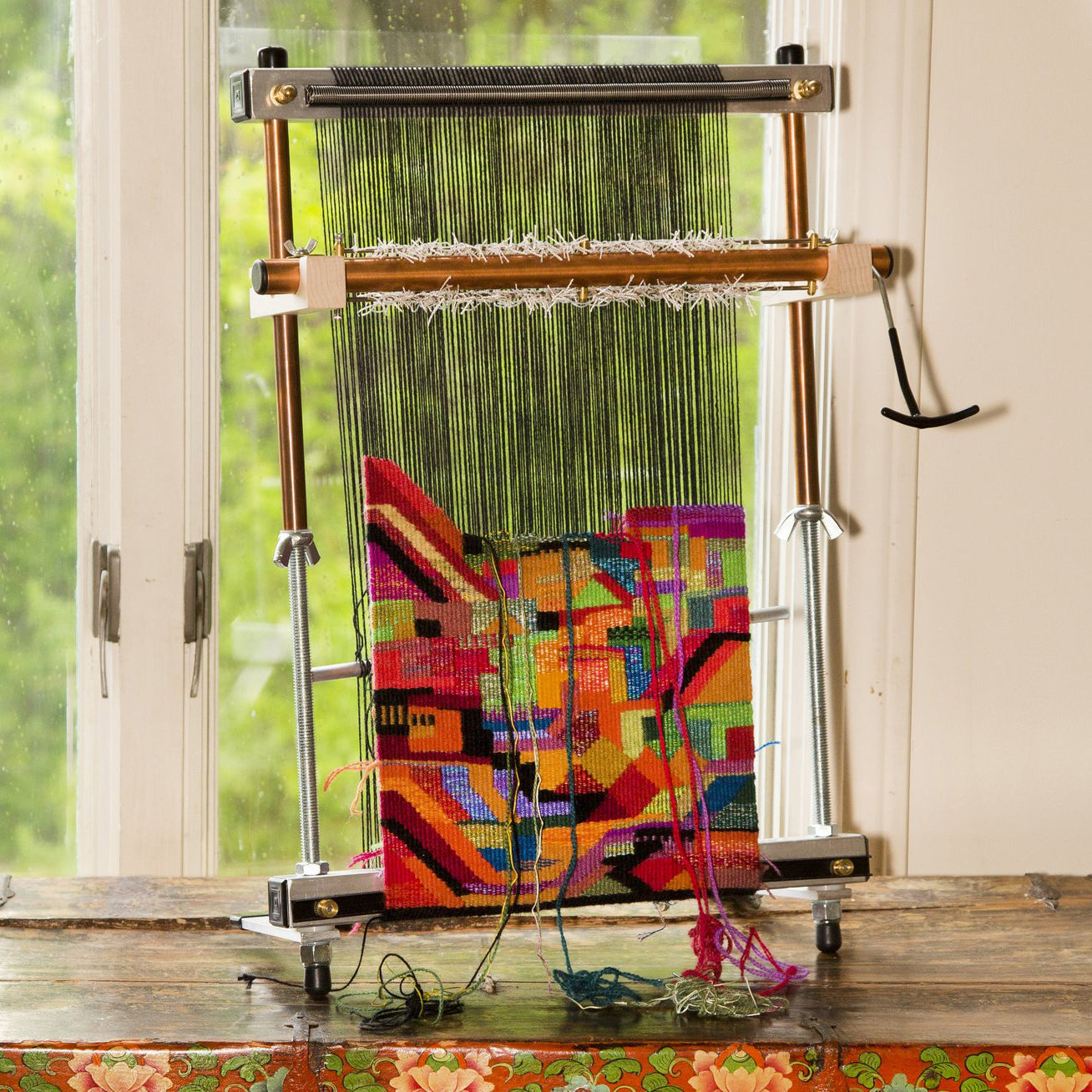 A tapestry on a Mirrix Loom.